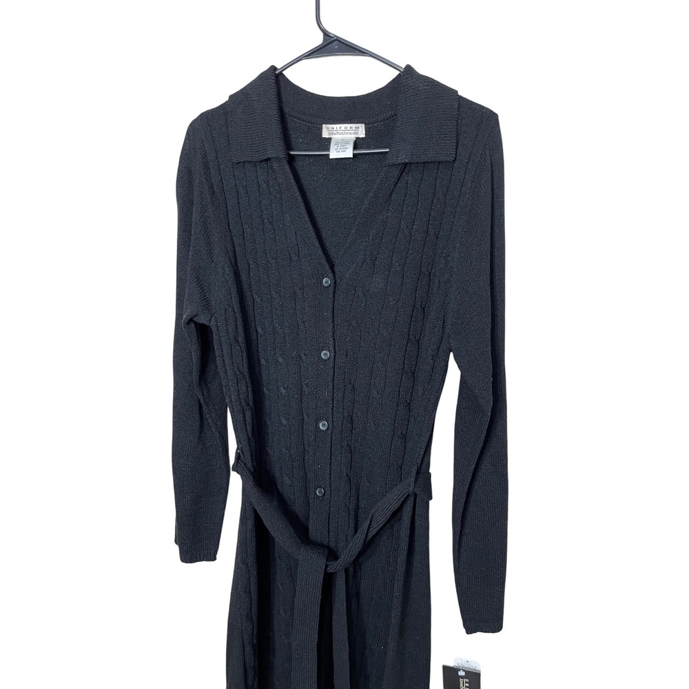 Uniform John Paul Richard Black Cable Knit Long Sleeve Sweater Dress Size M‎ - Picture 2 of 7